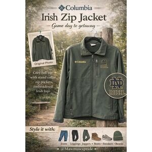 Columbia Notre Dame Fighting Irish Softshell Jacket Mens XL Black Full Zip Coat